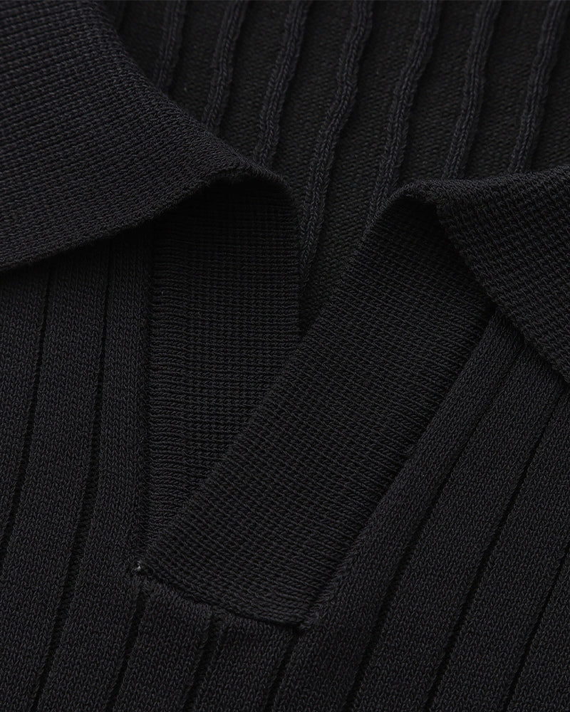 Ribbed Polo - Black